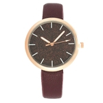 Brilho Rodada Dial Faux Leather Band Quartzo Analógico Casual Mulheres Relógio De Pulso Presente