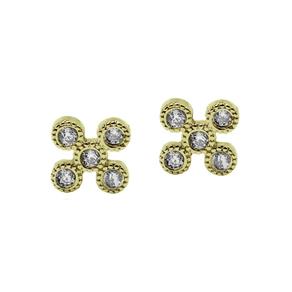 Brinco 5 Micro Zirconias Folheado a Ouro 18k