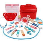 Brinquedo infantil Crianças Simulação de madeira Bag Medicine Box Finja Jogo de Simulação Doctor Toy Injection