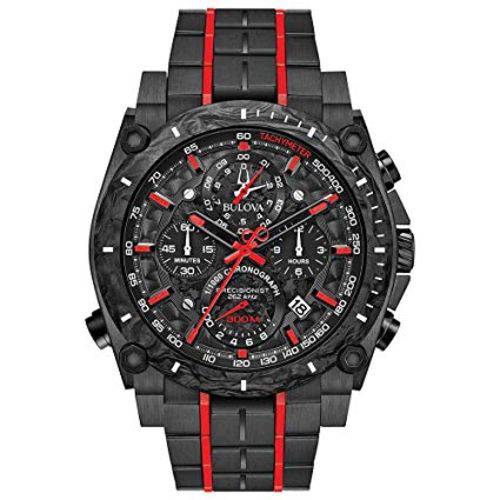 Bulova 98B313 Precisionist Men's Watch Black 46.5mm Black IP Stainless Steel And Forged Carbon Case