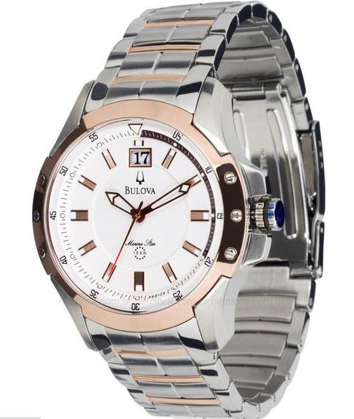 Bulova Masculino Marine Star Redondo Analogico Calendario Br/rose Aco/rose Wb31630z