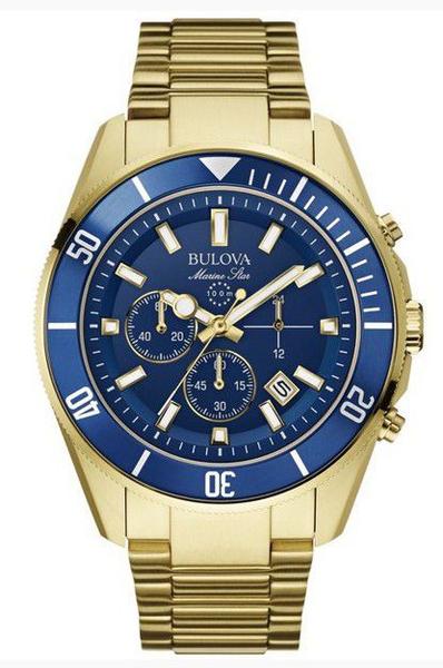 Bulova Masculino Marine Star Redondo Analogico Calendario Cronografo Az Dourado Wb31774z