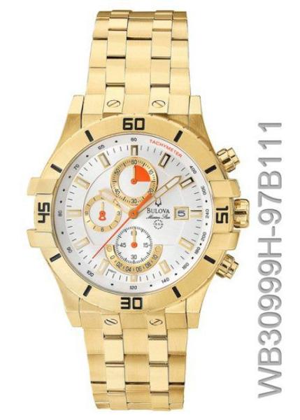 Bulova Masculino Redondo Analogico Calendario Cronografo Br/lj Dourado Wb30999h