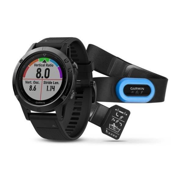 Bundle Fenix 5 - Tela de Safira - Preto - Smartwatch Gps Premium Multiesportivo + Monitor Cardíaco Hrm-tri - Garmin
