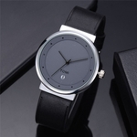 TOMI Casual Men 's Bussiness Retro Transparent Design Leather Round Band Watch