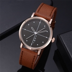 TOMI Casual Men 's Bussiness Retro Transparent Design Leather Round Band Watch