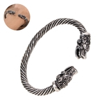 Cabeça de lobo nórdico inoxidável pulseira de prata aberta gótico pulseira jóias homens mulheres pulseira pulseira pulseiras