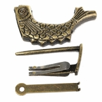 Cadeado de bronze retro Vintage chinês antigo estilo antigo caixa de jóias padrão de peixe Lock & Key para decoração de casa ornamentos