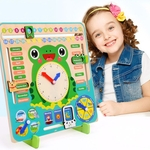 Calendário Relógio Relógio Madeira Mês Temporada Clima Placa Cognitiva Crianças Brinquedo Educativo