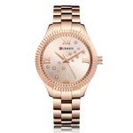 Calendário Women Watch banda de aço inoxidável Quartz Relógios de pulso com strass