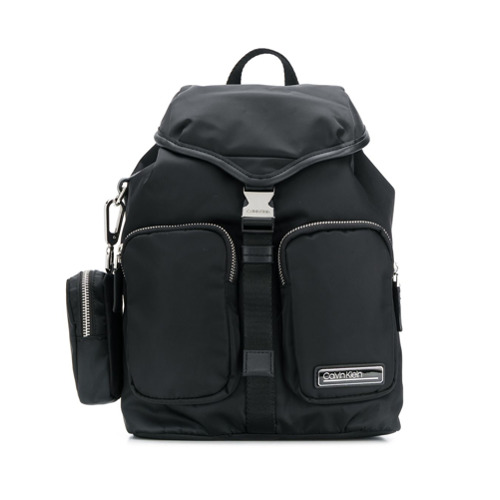 Calvin Klein Mochila com Acabamento de Couro - Preto