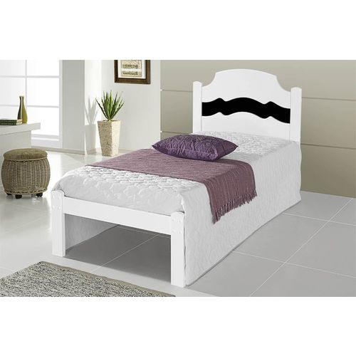 Cama de Solteiro Iris Branco com Preto