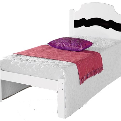 Cama Solteiro Iris Branco e Preto Branco