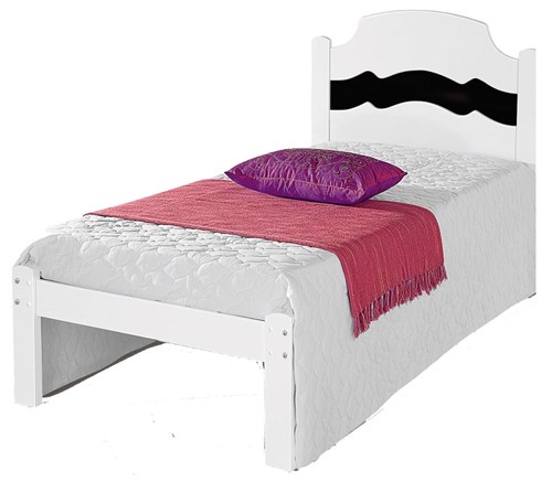 Cama Solteiro Iris Branco e Preto Branco