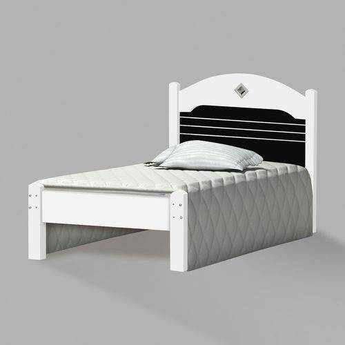 Cama Solteiro Kely Branco e Preto Branco