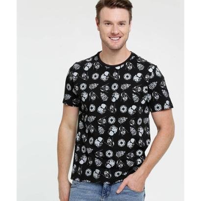 Camiseta Estampa Star Wars Manga Curta Disney Masculina