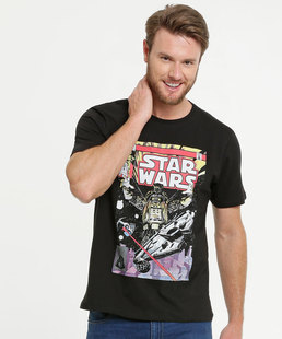 Camiseta Masculina Estampa Star Wars Manga Curta Disney