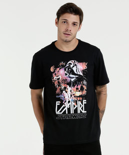 Camiseta Masculina Estampa Star Wars Manga Curta Disney