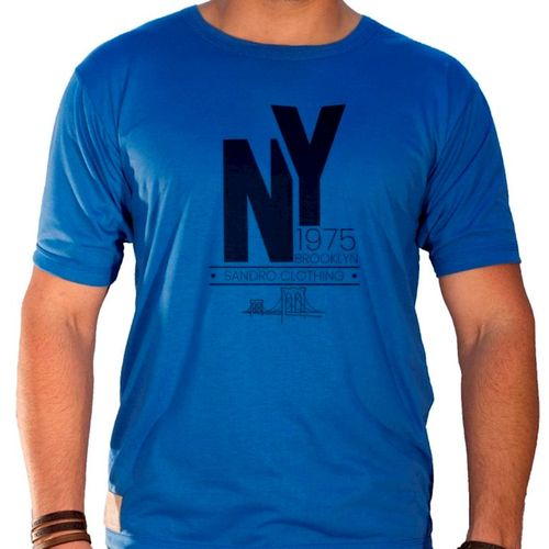 Camiseta Masculina Sandro Clothing Brooklin Ny 1975 Azul