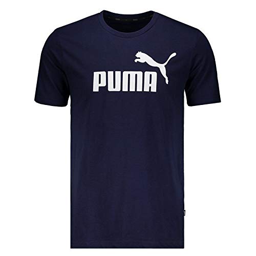 Camiseta Puma Essentials Marinho e Branca