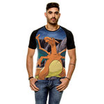 Camiseta Raglan Pokemon Charizard Masculina