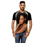 Camiseta Raglan Pop Rihanna Face Masculina