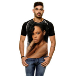 Camiseta Raglan Pop Rihanna Face Masculina