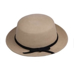 Cap Flat Top Senhora ¨¤ moda cor s¨®lida L? Pano Derby bowknot Chap¨¦u Panam¨¢