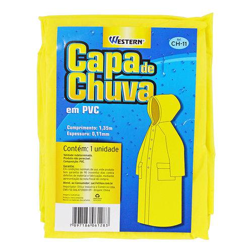 Capa de Chuva para Adulto com Capuz em PVC