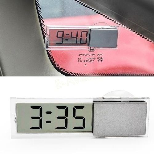 Car Eletrônica Relógio Mini Transparent LCD display digital com enfeites de vidro do carro Otário