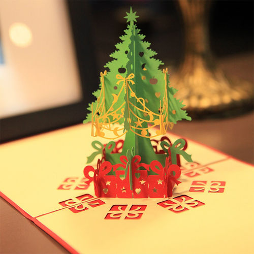 Cartão da árvore de Natal 3D estereoscópico com envelope Cartão para o Festival de Natal Decoração do presente