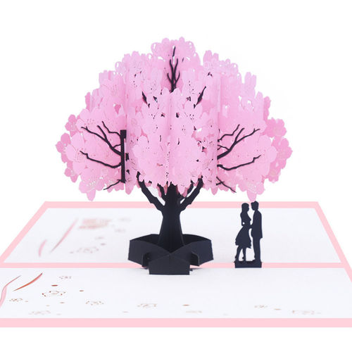 Cartão Forma 3D estereoscópico Sumaumeira por Casais amantes