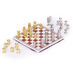 1:12 Dollhouse Miniature Metal Chess Set Prata E Ouro