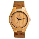 Casal Bamboo Relógio de pulso de madeira couro Strap japonês Movimento Quartz relógio para homens e mulheres