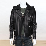 Casual Brasão Overcoat homens motocicleta PU Leather Jacket Stylish multi Zippers lapela