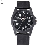 Casual Sports Militar Canvas Strap Rodada Dial Data dos homens de pulso de quartzo