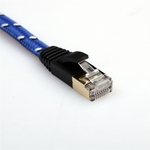 CAT7 Rayon malha azul banhado a ouro plug Ethernet remendo de rede 1 Metro Cable