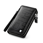 Men Leather Mobile Phone Bolsa Multi Pocket Carteira Cartão Bolsa Long Leather Zipper Wallet Redbey