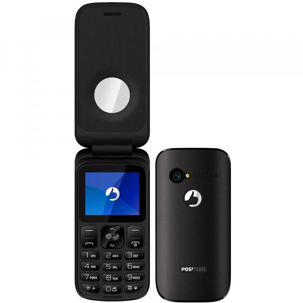 Celular Positivo P40 Dual Chip Preto Tela 1.8 Bluetooth Câmera VGA com Flash 32MB