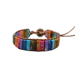 Chakra Bracelet Beads tubos Couro Single-layer estilo ¨¦tnico Enrole Bracelet
