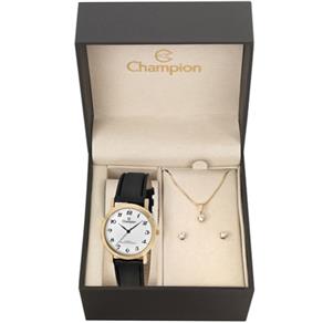 Champion Feminino Dourado Couro Colar e Brincos WR Ch22279w