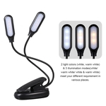 CLAITE Cabeças duplas 10 LED Clip Table Light 3 modos de escurecimento Bateria alimentado lâmpada de mesa para leitura de trabalho