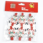 Clipes 6pcs Natal Mini clipes Clothespin Pictures Papel de madeira Nota Christmastree boneco de neve da rena de Papai Noel
