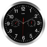 32cm Silencioso Quartz Metal Relógio De Parede Termômetro Higrômetro Varredura Calmo Movimento Sem-ticking Home Relógio Art Decor Novo Design