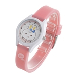 Coelho dos desenhos animados menina relógio de quartzo bowknot Jelly PU Leather Strap Adorável Kid Criança Relógio de pulso