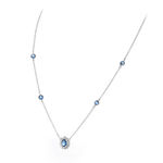 Colar Choker Com Gota Azul De Prata Rodinada