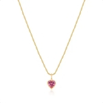 Cordão Feminino Ouro 18k 40cm Ponto De Luz Coração 6mm Rosa