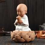 Com 5 pcs Cones de incenso de Retorno Retro Artesanal De Porcelana de Cerâmica Monge Budista Queimador de Incenso de Budismo Decoração Aromaterapia Em Casa