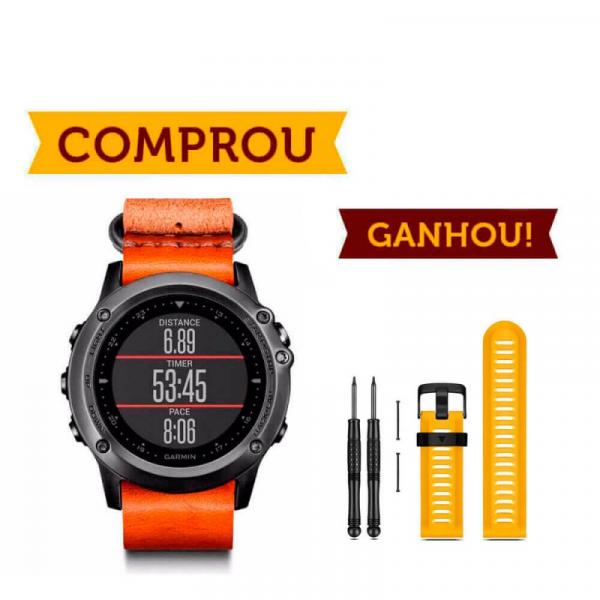 Compre Relógio Multiesporte Garmin Fenix 3 Safira Nato e Ganhe Pulseira de Silicone Amarela