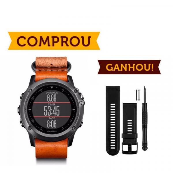Compre Relógio Multiesporte Garmin Fenix 3 Safira Nato e Ganhe Pulseira de Silicone Preta